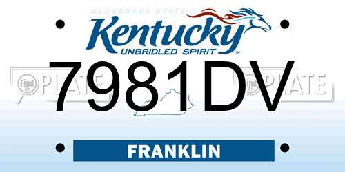 7981DV Kentucky License Plate