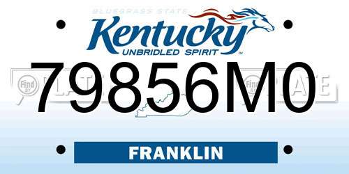 79856M0 Kentucky License Plate