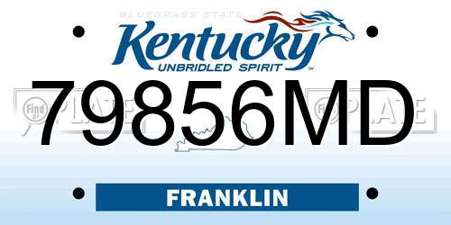 79856MD Kentucky License Plate
