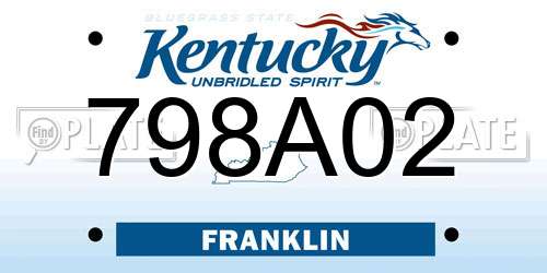 798A02 Kentucky License Plate