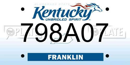 798A07 Kentucky License Plate