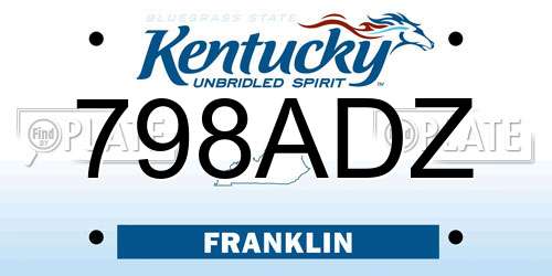 798ADZ Kentucky License Plate