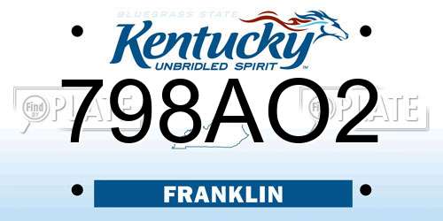 798AO2 Kentucky License Plate