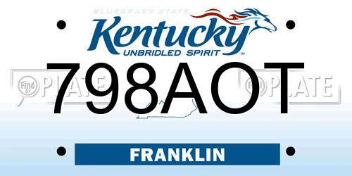 798AOT Kentucky License Plate