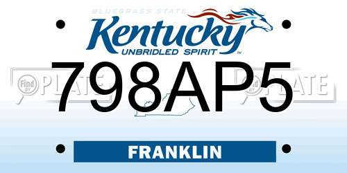 798AP5 Kentucky License Plate