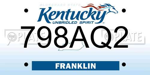 798AQ2 Kentucky License Plate