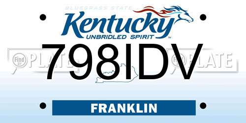 798IDV Kentucky License Plate