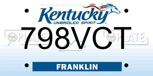 798VCT Kentucky License Plate