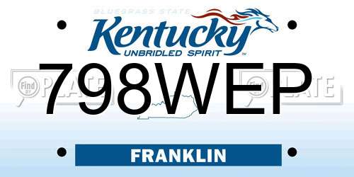 798WEP Kentucky License Plate