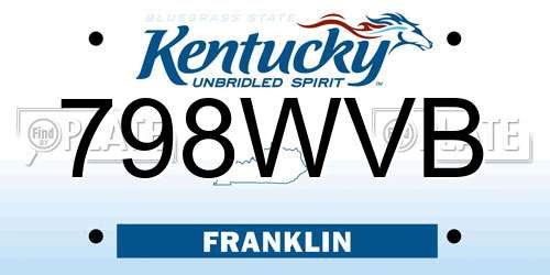798WVB Kentucky License Plate