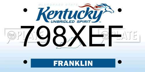 798XEF Kentucky License Plate