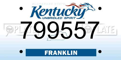 799557 Kentucky License Plate