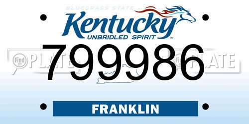 799986 Kentucky License Plate