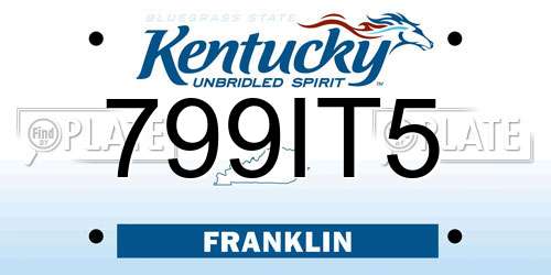 799IT5 Kentucky License Plate