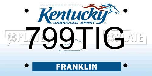 799TIG Kentucky License Plate