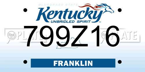 799Z16 Kentucky License Plate