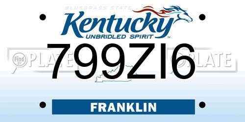799ZI6 Kentucky License Plate