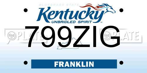 799ZIG Kentucky License Plate