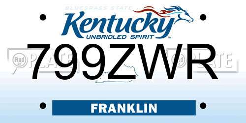 799ZWR Kentucky License Plate
