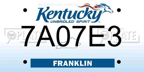 7A07E3 Kentucky License Plate