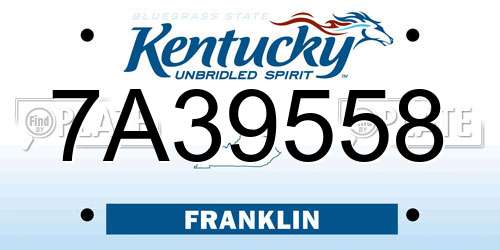 7A39558 Kentucky License Plate
