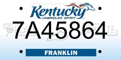 7A45864 Kentucky License Plate