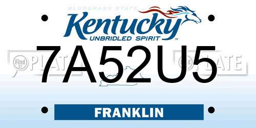 7A52U5 Kentucky License Plate
