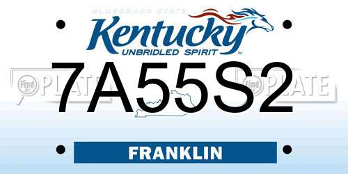 7A55S2 Kentucky License Plate