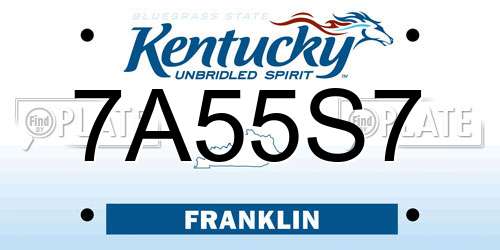7A55S7 Kentucky License Plate