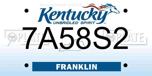 7A58S2 Kentucky License Plate