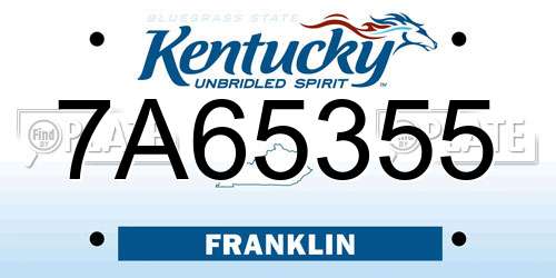 7A65355 Kentucky License Plate