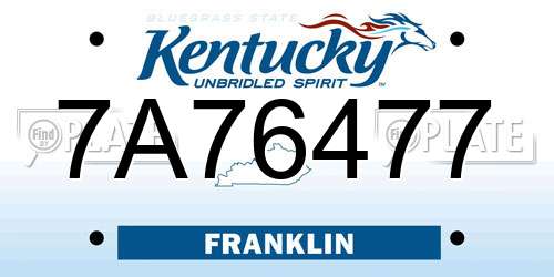 7A76477 Kentucky License Plate