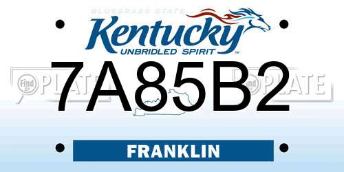 7A85B2 Kentucky License Plate