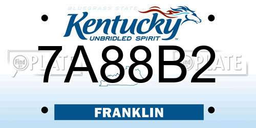 7A88B2 Kentucky License Plate