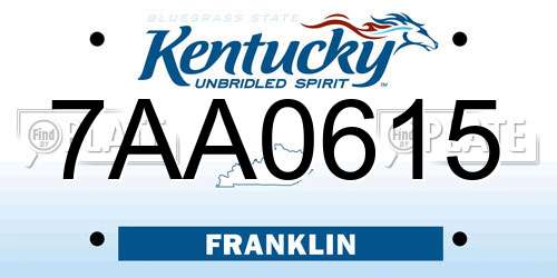 7AA0615 Kentucky License Plate