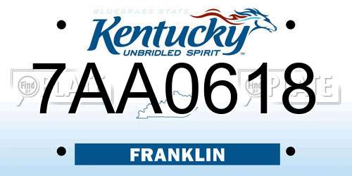 7AA0618 Kentucky License Plate