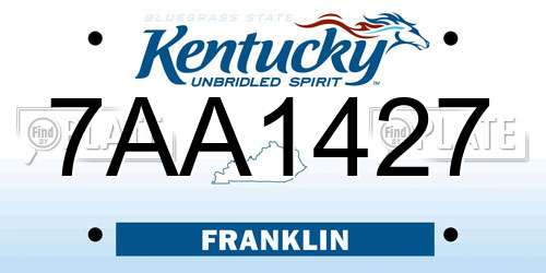 7AA1427 Kentucky License Plate