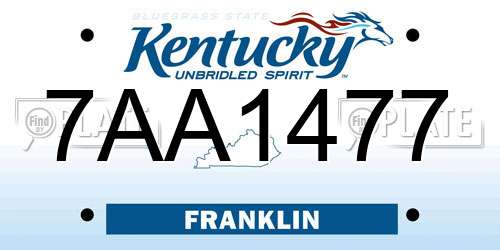 7AA1477 Kentucky License Plate