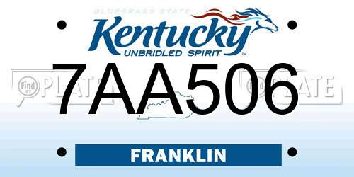 7AA506 Kentucky License Plate