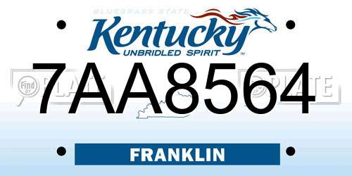7AA8564 Kentucky License Plate