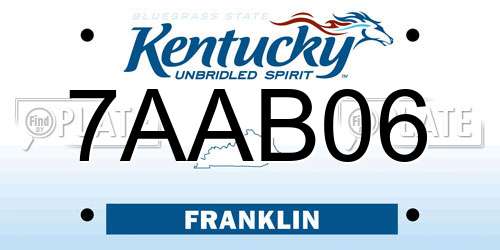 7AAB06 Kentucky License Plate