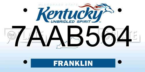 7AAB564 Kentucky License Plate