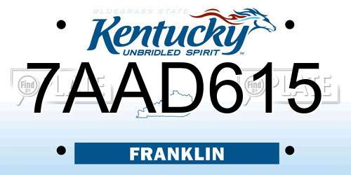 7AAD615 Kentucky License Plate