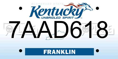 7AAD618 Kentucky License Plate