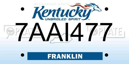 7AAI477 Kentucky License Plate