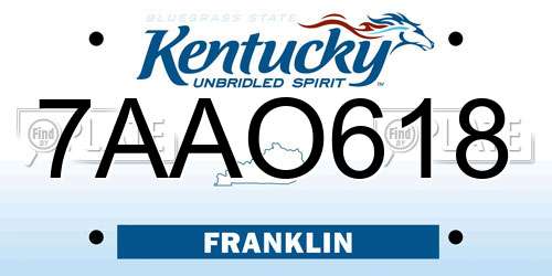 7AAO618 Kentucky License Plate
