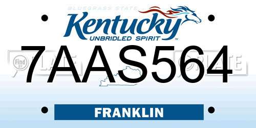 7AAS564 Kentucky License Plate