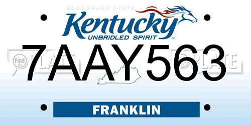 7AAY563 Kentucky License Plate