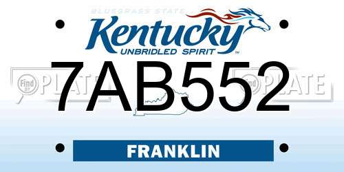7AB552 Kentucky License Plate