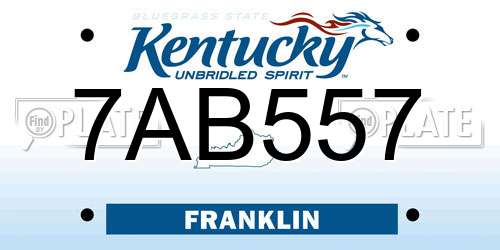 7AB557 Kentucky License Plate